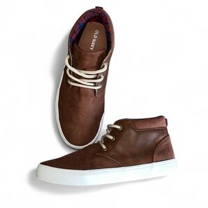 Brown Faux Suede Leather Casual Lace Up Midtop Ankle Sneakers Boys Size 4